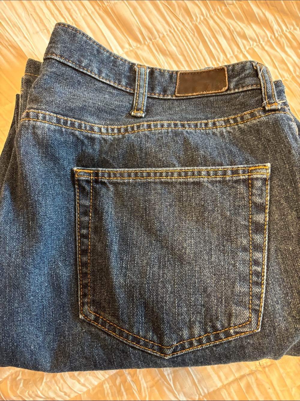 Lands' End Dark Blue Denim Jeans with Contrast Stitching